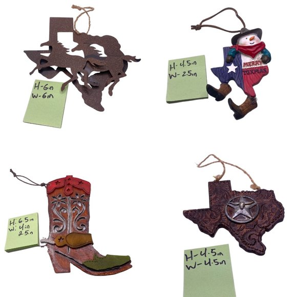 Texas TX Theme Ornaments Lot Cowboy Hat Star Rodeo Flag Cross Map - Picture 2 of 9